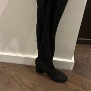 Suede Thigh High Heeled Boots